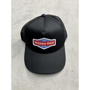 Happy Dad Hat Cap Snap Back Black Mesh Trucker Patch Seltzer Logo Mens